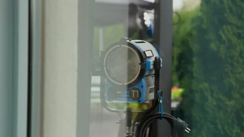 Turned off spotlight behind the window Video stock 238003356