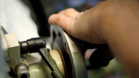 Turner processes the part at the factory Stockbeeldmateriaal 75545733