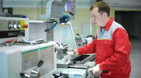 Turner working on the lathe Stock Footage 62853430