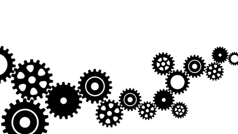 Turning 4k 2d cogwheel Stock Footage 75352541