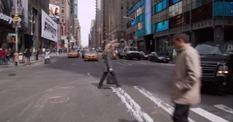 Turning onto 8th Avenue in Time Square in Manhattan Stock Footage 51240294