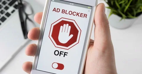 Turning on ad blocker for surfing web without ads Stock Footage 79267926