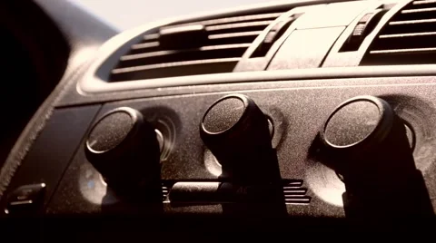 Turning on air condition in car Stock Footage 67646341