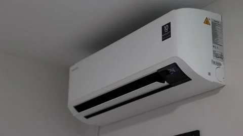 Turning On Air Conditioner. Switching AC On. Opening AC Exhaust Lid Video stock 201508378