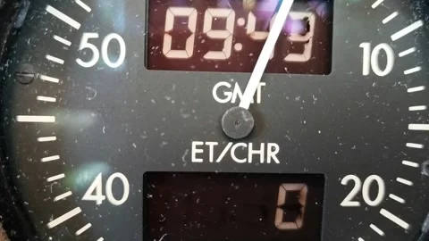 Turning on and operating airplane clocks in close-up Video stock 294571145