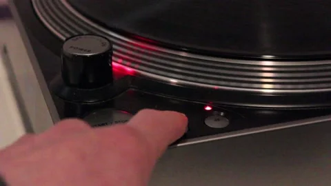 Turning On and Starting A Record Player Stock Footage 237966501