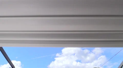 Turning automatic Sunblind up (awning up to see the Sky) Video stock 49635647