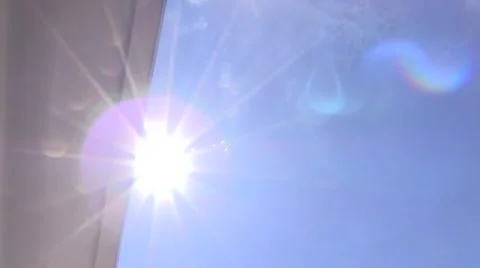 Turning automatic sunblind down (awning down covering sun)  Video stock 49637396