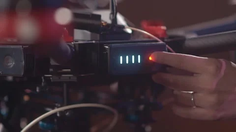 Turning on the battery. Video stock 244734304