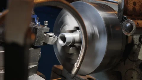 Turning bench lathe machine working - closeup Stock Footage 151404759