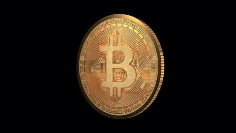 Turning bitcoin animation seamless looping with matte layer Video stock 105833475