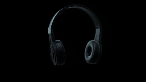Turning Black Headphone Animation Stock Footage 116289964