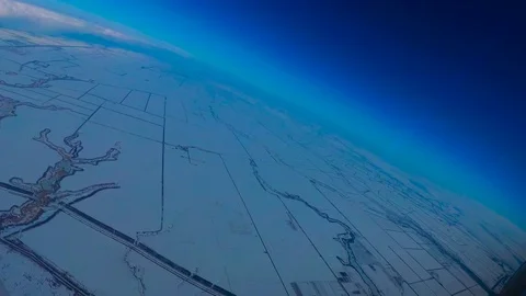 Turning in the blue sky Stock Footage 124081636