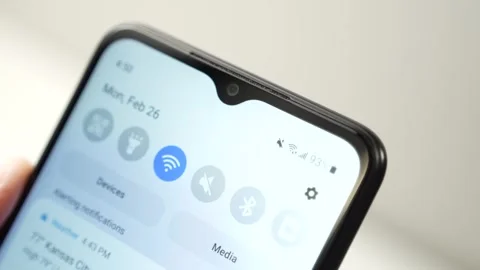 Turning ON OFF Bluetooth Connection on Smartphone Screen Stock Footage 270818603
