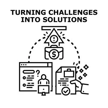 Turning business challenges into problem solving solutions Stock Illustration