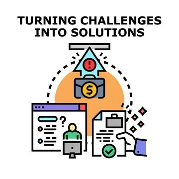 Turning business challenges into problem solving solutions イラスト素材