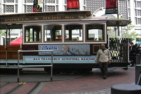 Turning cable car SF Stock Footage 149867