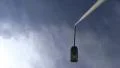 Turning camera, airplane flying overhead HD Footage