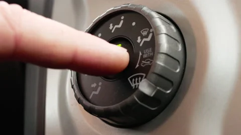 Turning on car air conditioning Stock Footage 165093696