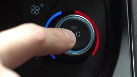Turning off car climate control button in automatic mode of temperature control Stock Footage 247714636