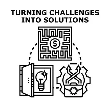 Turning challenges into creative business solutions Stock Illustration