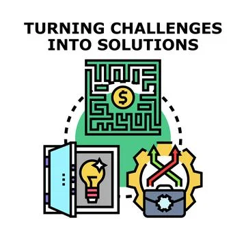 Turning challenges into creative business solutions Stock Illustration