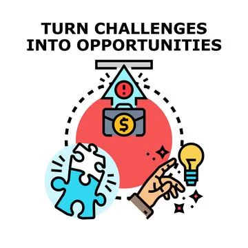 Turning challenges problems into business opportunities concept Illustration