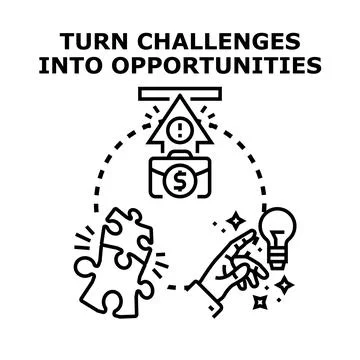 Turning challenges problems into business opportunities concept Stock Illustration