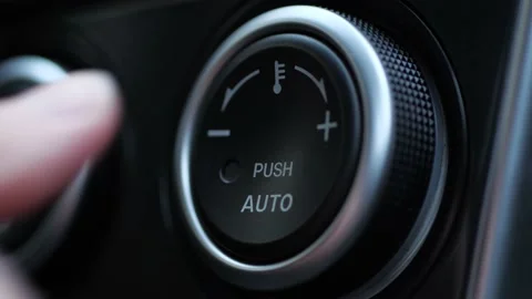 Turning on climate control in a car macro, AC button press Stock Footage 165163182