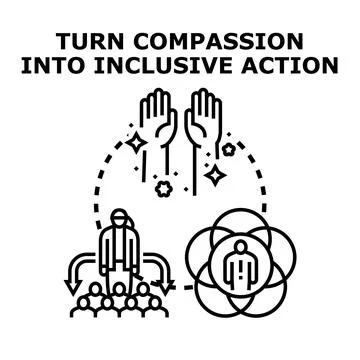 Turning compassion into inclusive action concept vector Stock Illustration