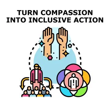 Turning compassion into inclusive action concept vector Stock Illustration