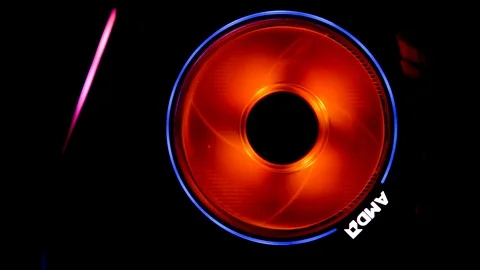 Turning off the computer on an AMD processor with an led radiator light Stock Footage 124027024