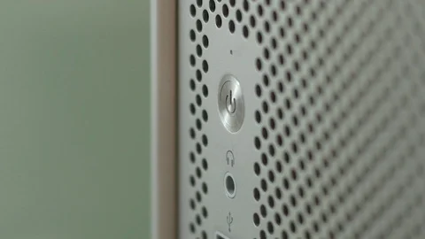 Turning On a Computer Stock Footage 71153020