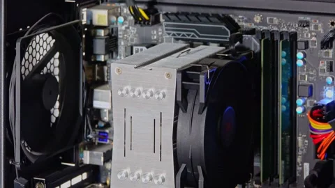 Turning on the computer processor and start of open computer Stock Footage 254346953