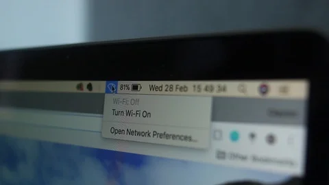 Turning on Computer WIFI Stock Footage