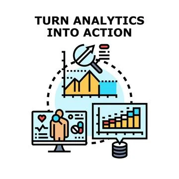 Turning data analytics information into business action Stock Illustration
