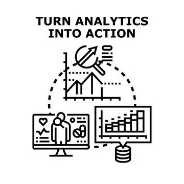 Turning data analytics information into business action Stock Illustration