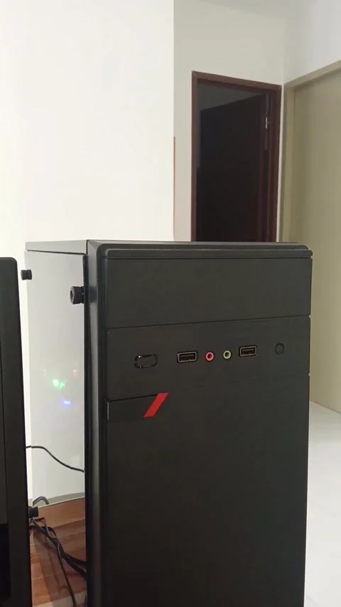 Turning on a desktop computer Stock Footage 327793719