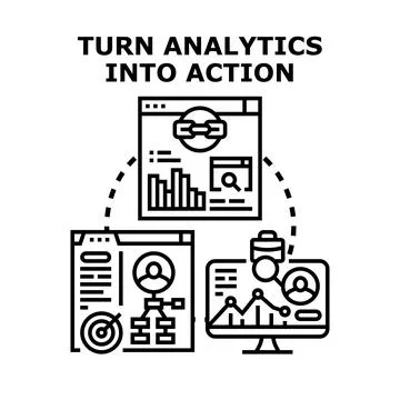 Turning digital analytics data into business action concept Illustrazione stock