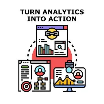 Turning digital analytics data into business action concept Stock Illustration