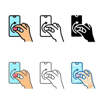 Turning digital button on looks smartphone screen color icon vector 库存插图