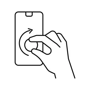 Turning digital button on smartphone screen line icon vector illustration Illustrazione stock