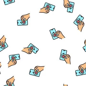 Turning digital button on smartphone screen vector seamless pattern Stockillustratie