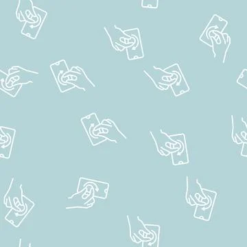Turning digital button on smartphone screen line seamless pattern Illustrazione stock
