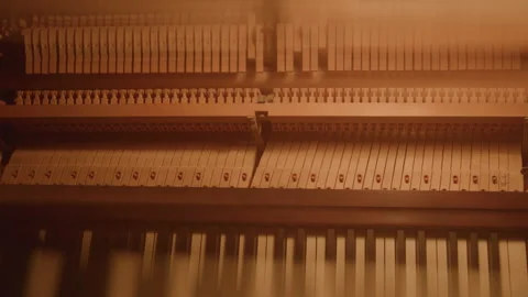 Turning Distorted Close-up of Person Playing Piano in Lamp Light Stock-Footage 222005223