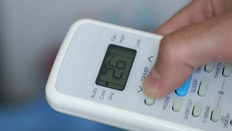 Turning Down Temperature on Thermostat in Summer in Hot Weather. Setting Di.. Stock Footage 312574319