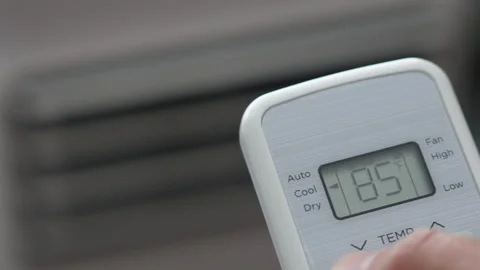 Turning Down Temperature on Thermostat in Summer in Hot Weather. Setting Di.. Video stock 331996705