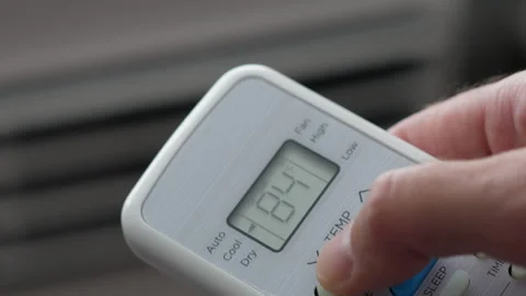 Turning Down Temperature on Thermostat in Summer in Hot Weather. Setting Di.. Stock Footage 331996793