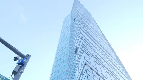 Turning on Edge of John Hancock Tower in Downtown Boston Stock Footage 92670734