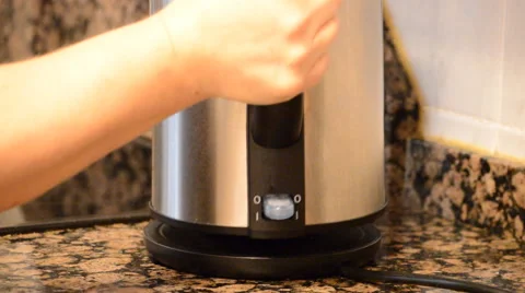 Turning On The Electric Kettle Stock Footage 50456362